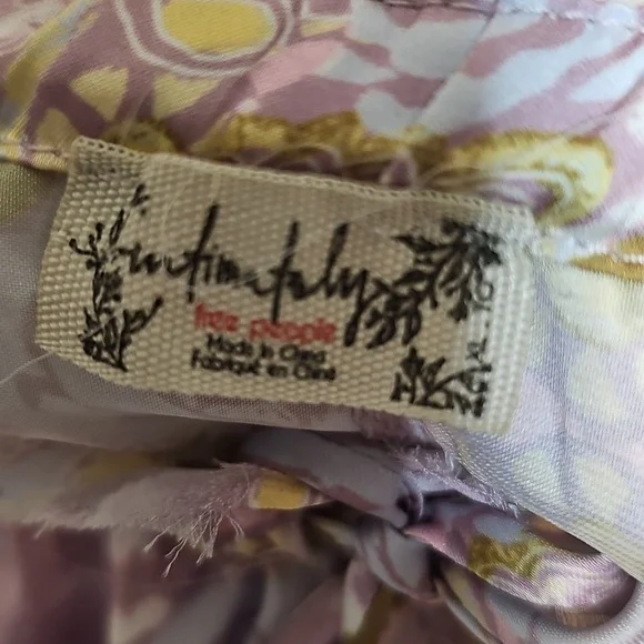 Free People XL Dreamy Days Wide Leg Lounge Pants Lilac Rose Print Floral Satin - Picture 5 of 9